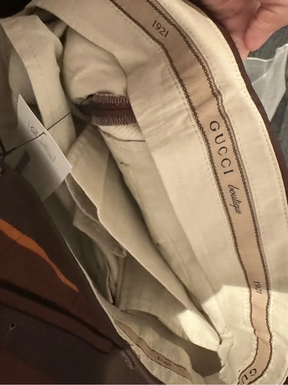 Gucci Men’s Brown and Tan Geometric Wide-Leg Trousers